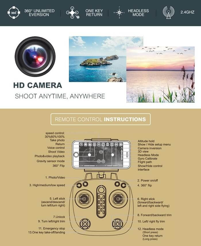 3D Ai powered Drone Sky LH-X25 with HD Camera