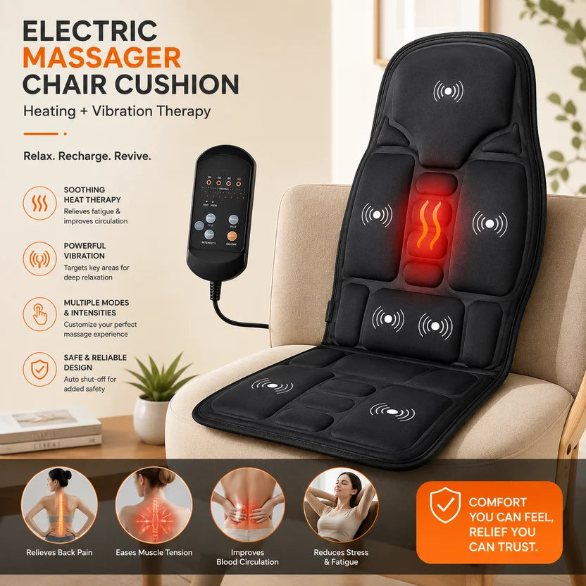 (Body & Back Pain Releif) Heated Massage Seat Cushion